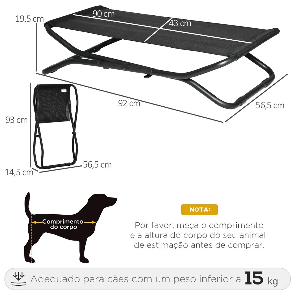 Cama Elevada para Cães Dobrável Cama para Animais de Estimação Pequenos e Médios com Tecido de Malha Respirável Estrutura de Aço para Interior e Exter