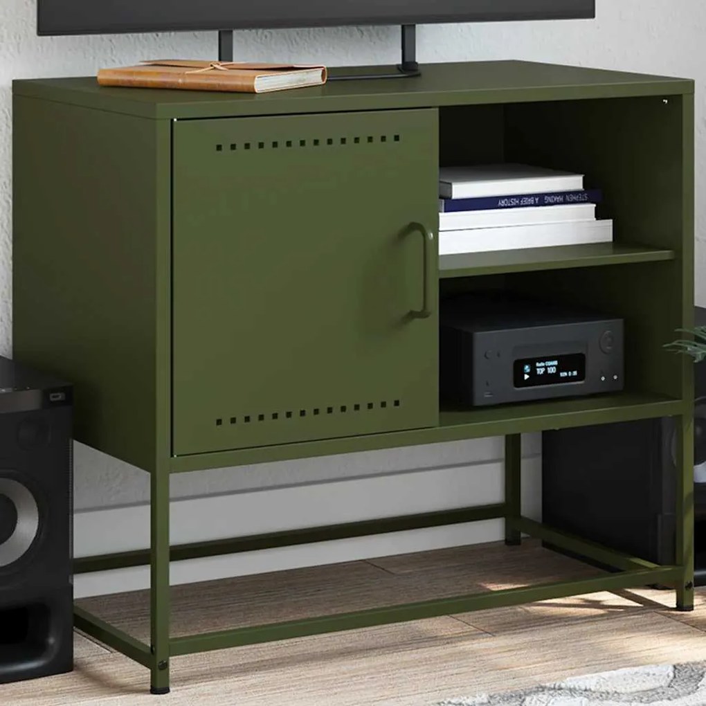 Móvel de TV 68x39x60,5 cm aço verde azeitona