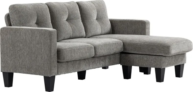 Sofá Chaise Longue Sofá em Forma de L Estofado em Poliéster Sofá de Canto Reversível 186x130x84 cm Castanho Acizentado