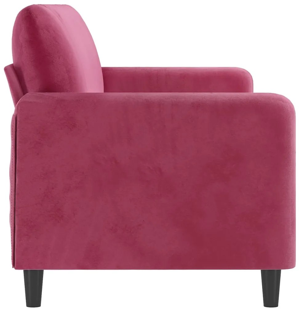 Sofá de 3 lugares veludo 180 cm vermelho tinto