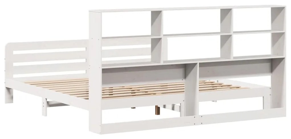 Cama sem colchão 180x200 cm madeira de pinho maciça branco
