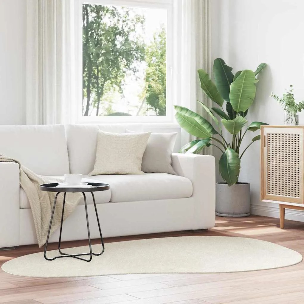 vidaXL Tapetes de área HUARTE Creme 140 x 200 cm Poliéster