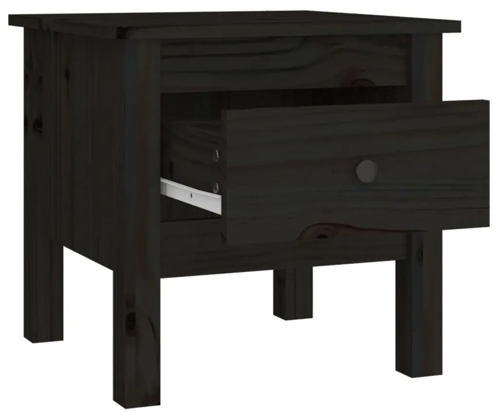 Mesas de apoio 2 pcs 40x40x39 cm madeira de pinho maciça preto