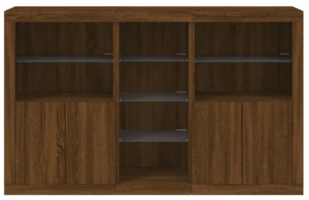 Aparador com luzes LED 162x37x100 cm carvalho castanho