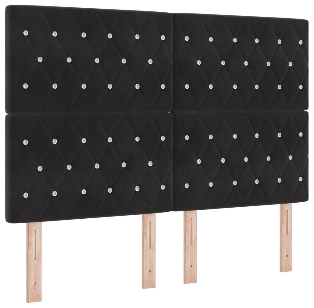 Cama Box com Colchão e Banco Preto 140x200 cm Veludo