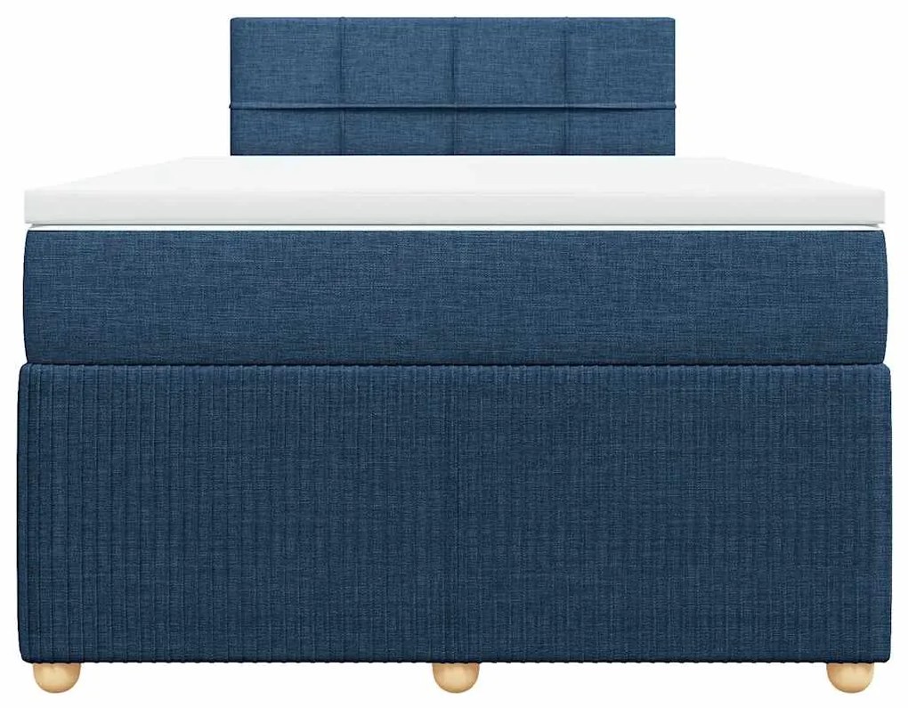 Cama boxspring com colchão 120x190 cm tecido azul