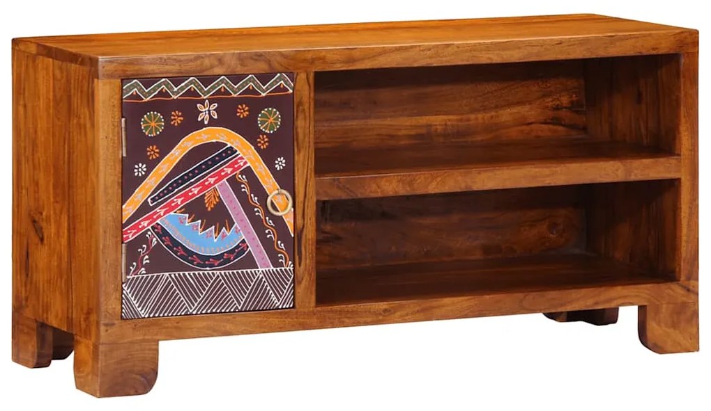 Móvel de TV multicor 90x30x45 cm madeira de acácia maciça