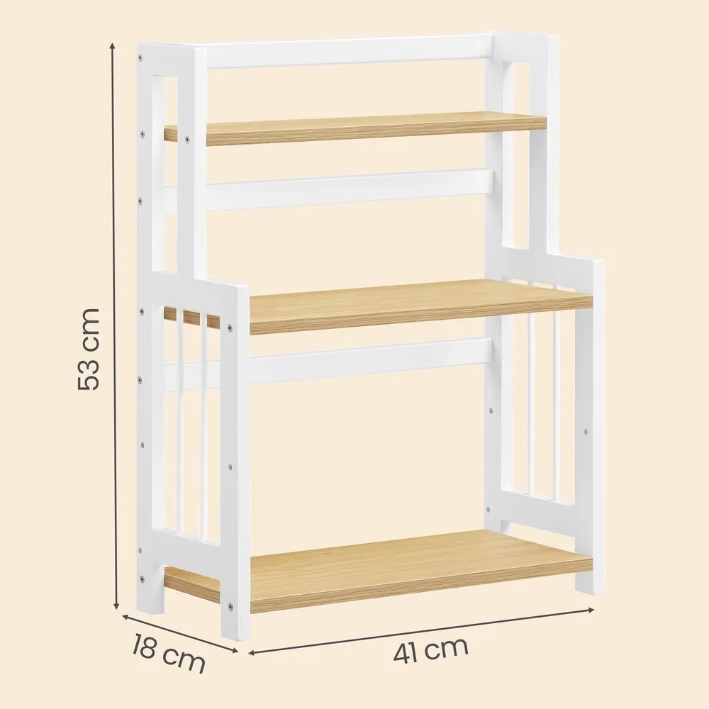 Suporte para especiarias em bambu para cozinha 18 x 41 x 53 cm , prateleira de arrumação com 3 níveis tom de carvalho natural