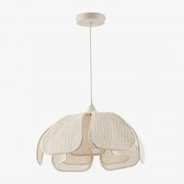 Lâmpada De Teto Suspensa Ø50 Cm Vidson Linho E Algodão Beige Creme - Sklum