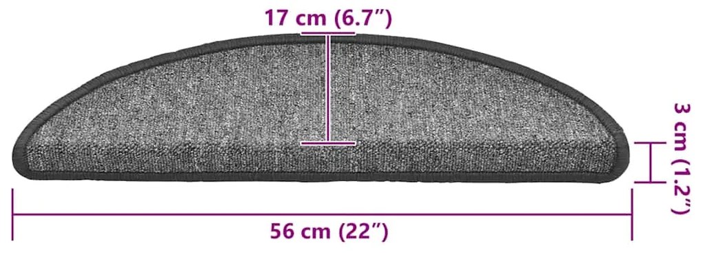 Tapetes de escada 30 pcs 56x17x3 cm cinzento escuro
