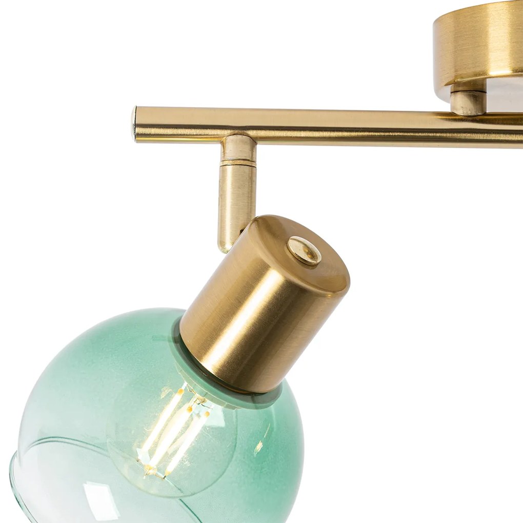 Projetores Art Deco Dourado com Vidro Verde 2 Luzes - Vidro Art Deco