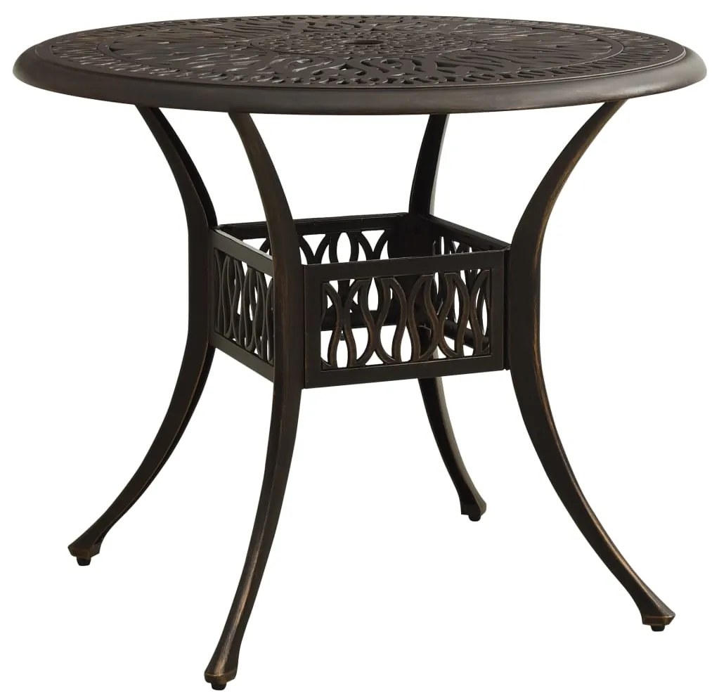 Mesa de jardim 90x90x74 cm alumínio fundido bronze