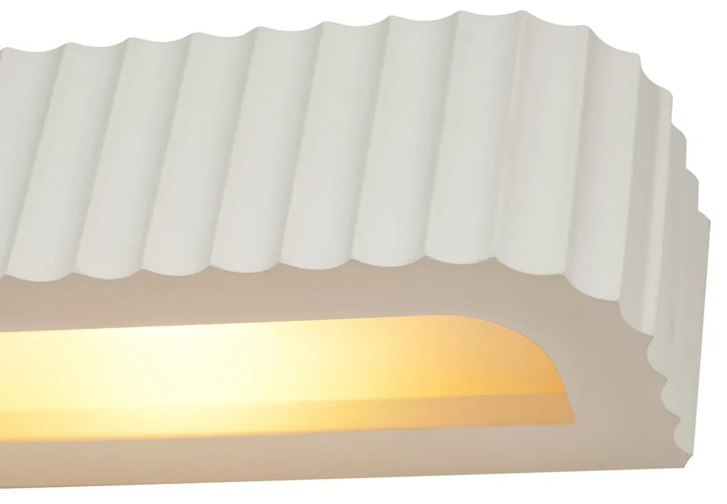 Candeeiro de Parede Escandinavo Branco Retangular 2-Luzes - Plaster