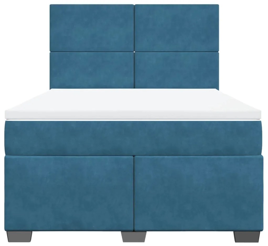 Cama com molas/colchão 140x200 cm veludo azul