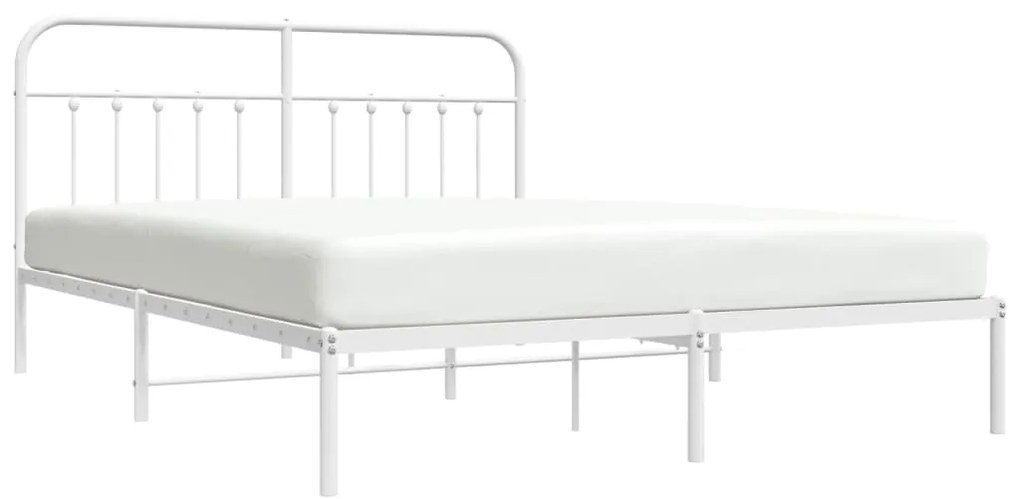 Estrutura de cama com cabeceira 160x200 cm metal branco