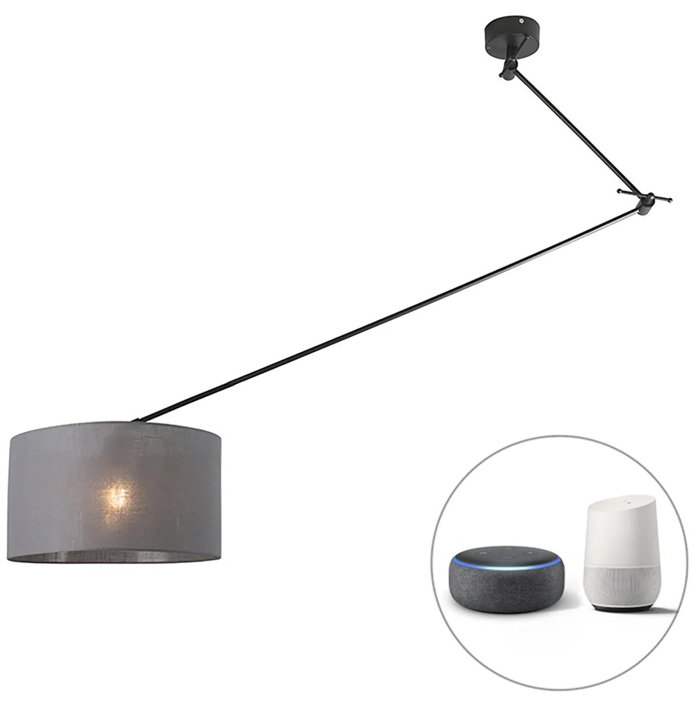 LED Candeeiro de suspensão inteligente preto com cúpula cinzento escuro 35 cm incl. Wifi A60 - Blitz Moderno