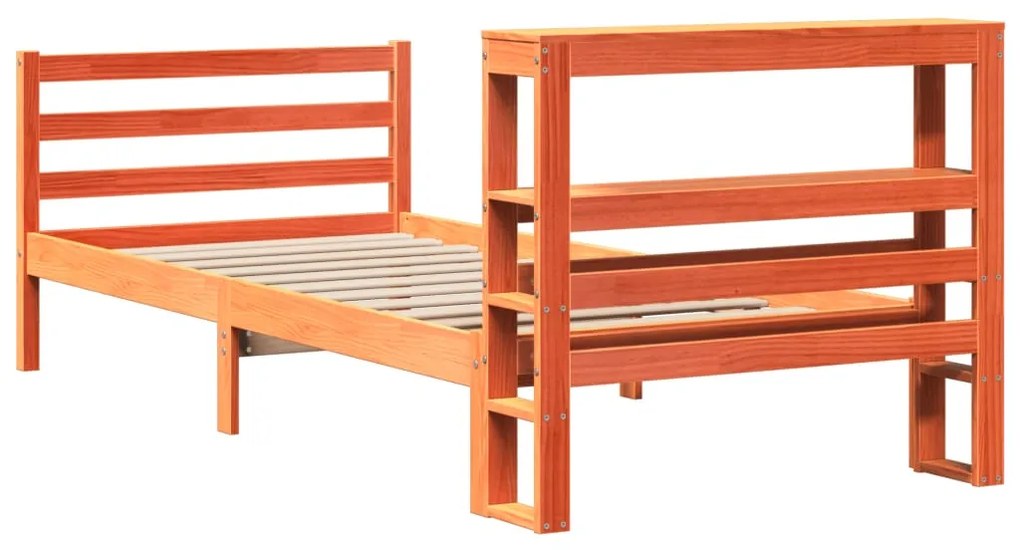 Cama sem colchão 75x190 cm madeira de pinho maciça castanho-mel
