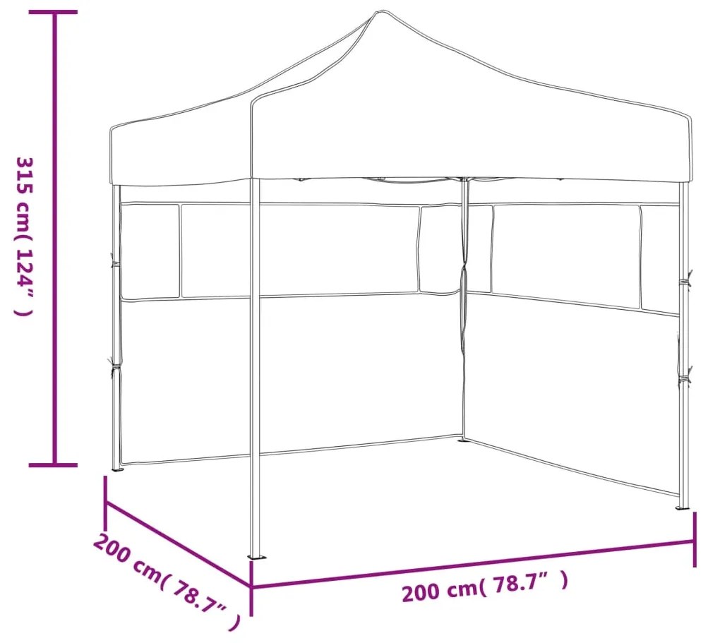 Tenda dobrável profissional festas 2 paredes 2x2m aço branco