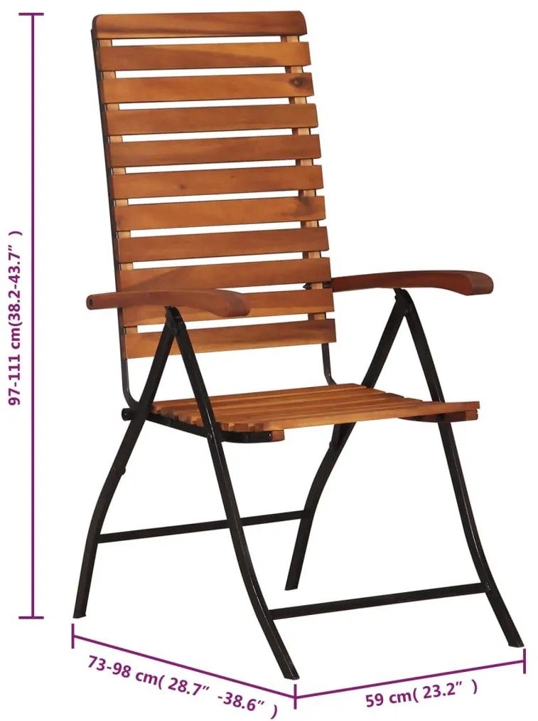 Cadeiras de jardim reclináveis 2 pcs madeira de acácia maciça