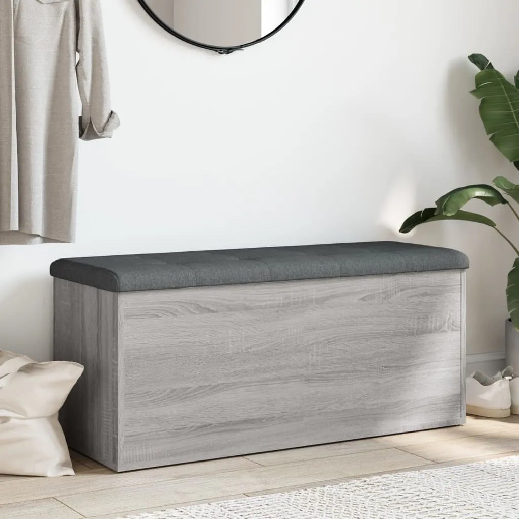 Banco arrumação 102x42x45 cm derivados madeira cinzento sonoma