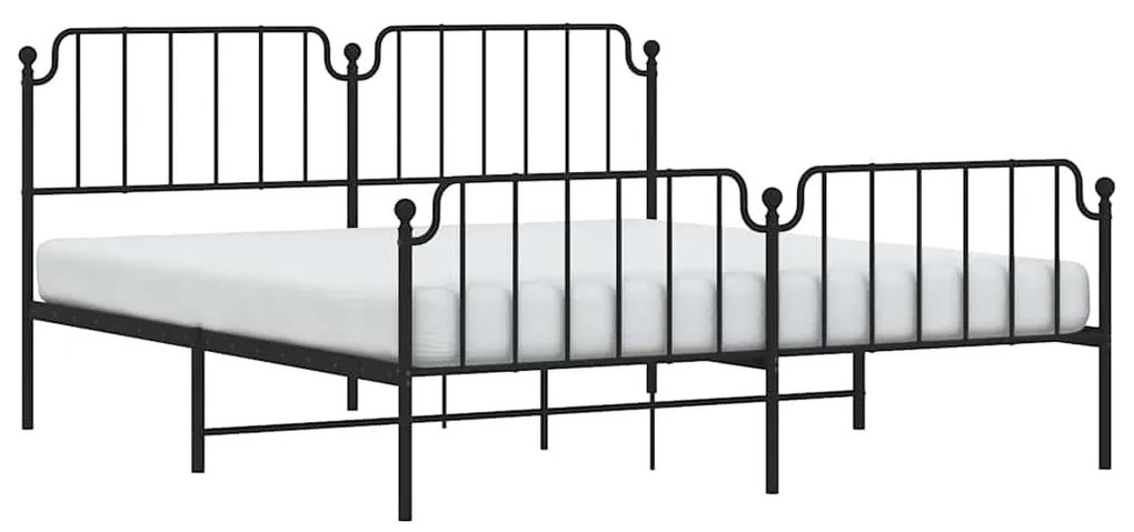 Estrutura de cama com cabeceira e pés 183x213 cm metal preto