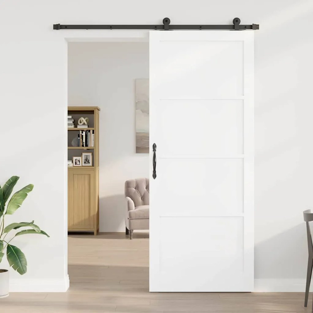 Porta deslizante vidaXL com conjunto de hardware Branca 93x232 cm Made