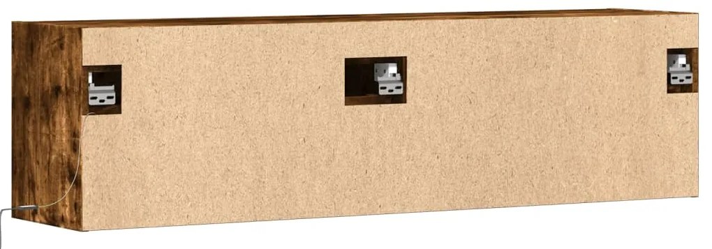 Móvel de parede p/ TV c/ luzes LED 140x31x38 cm carvalho fumado
