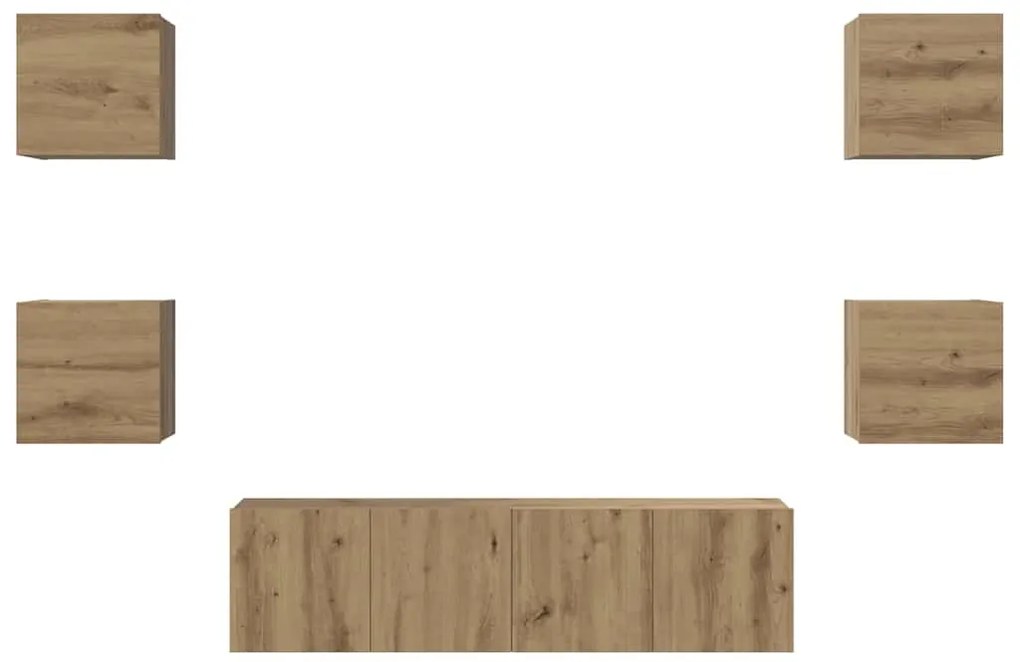 Conjunto de móvel de TV com prateleira 6 pcs carvalho artisiano