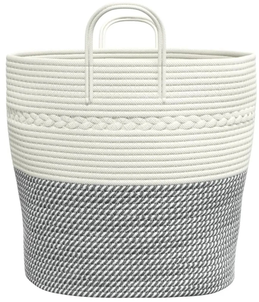 Cesto de arrumação Ø43x38 cm algodão cinzento e branco