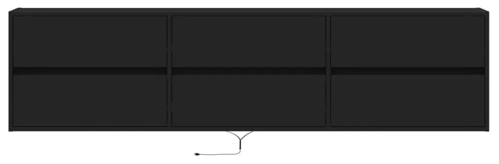 Móvel de parede para TV com luzes LED 180x31x45 cm preto