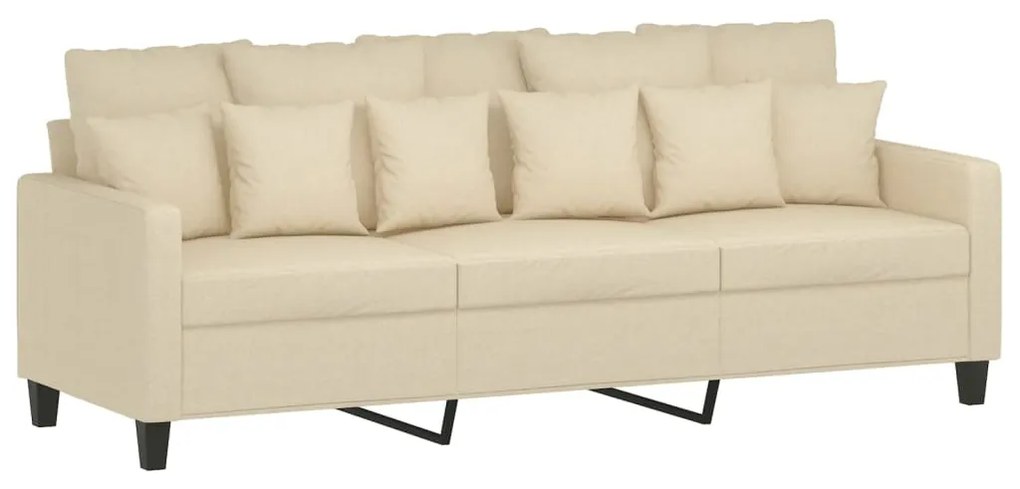 3 pcs conjunto de sofás com almofadões tecido cor creme