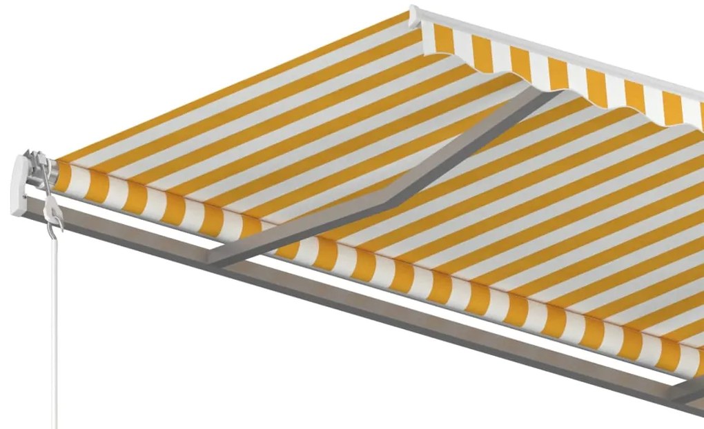 Toldo retrátil manual 350x250 cm amarelo e branco