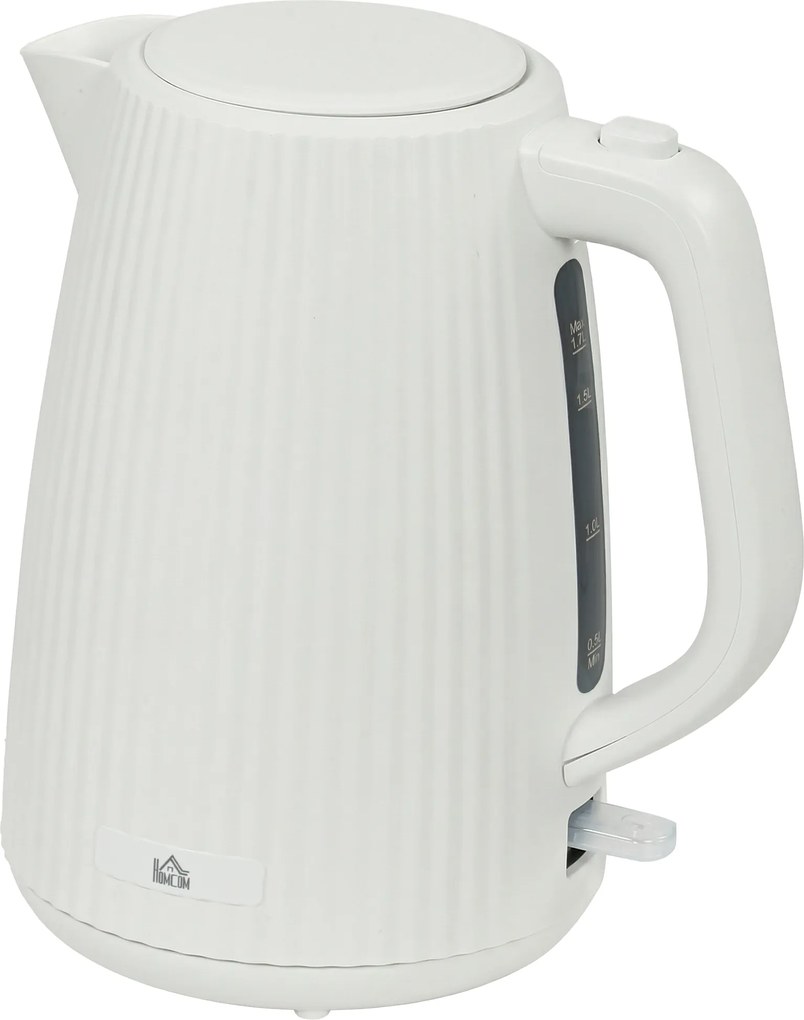 HOMCOM Jarro Elétrico 1,7L 2025W com Filtro Anti-calcário Removível Desligamento Automático Base Giratória 360° Creme | Aosom Portugal