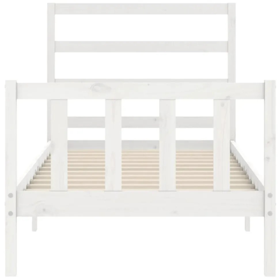 Estrutura de cama com cabeceira 90x190 cm madeira maciça branco