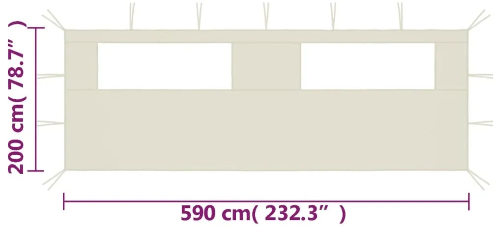 Paredes laterais para gazebo com janelas 6x2 cor creme