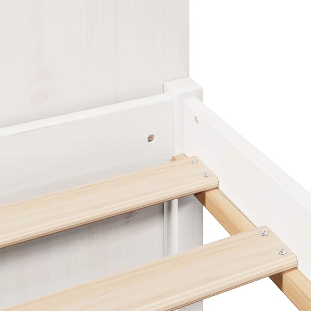 Cama com estante sem colchão 150x200 cm pinho maciço branco