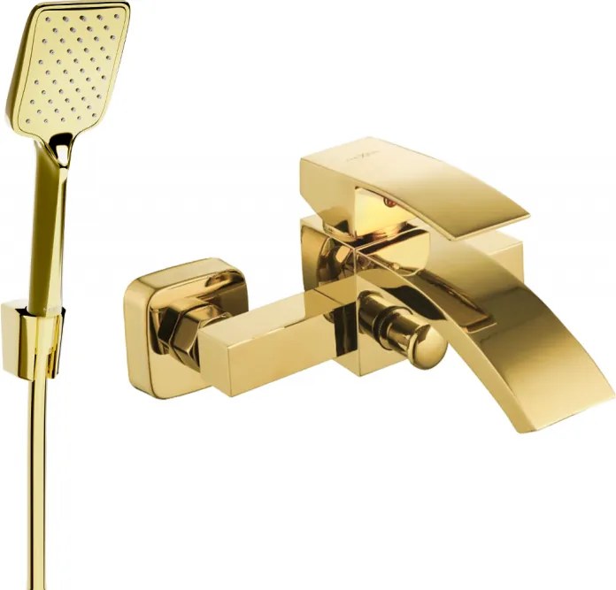 Mexen Libra R62 bateria de banheira com conjunto de chuveiro, dourada - 74513R62-50