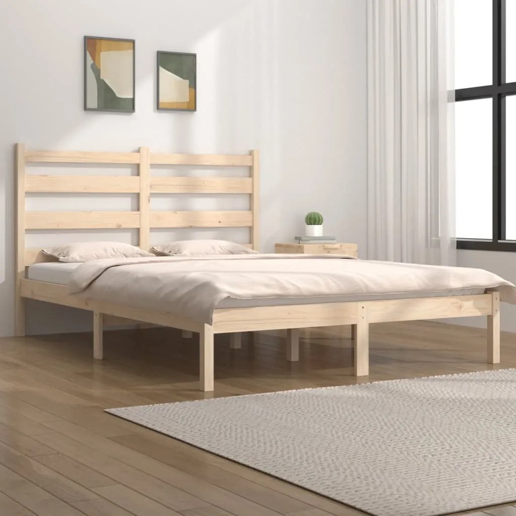 Estrutura de cama sem colchão 160x200 cm madeira maciça