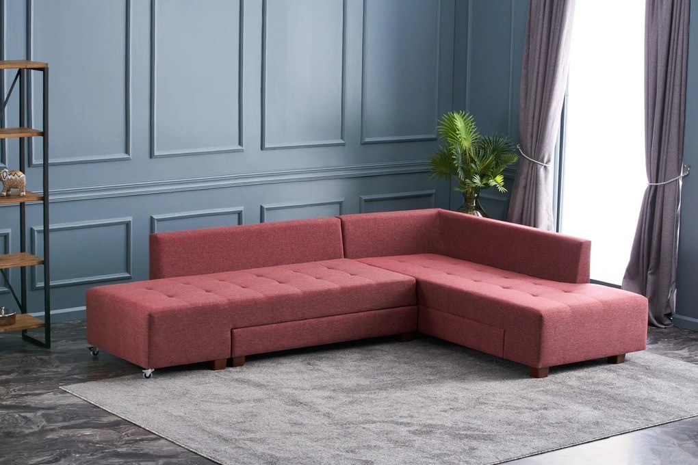 Sofá-cama de Canto Manama – Vermelho Claret – 280 x 85 x 206 cm