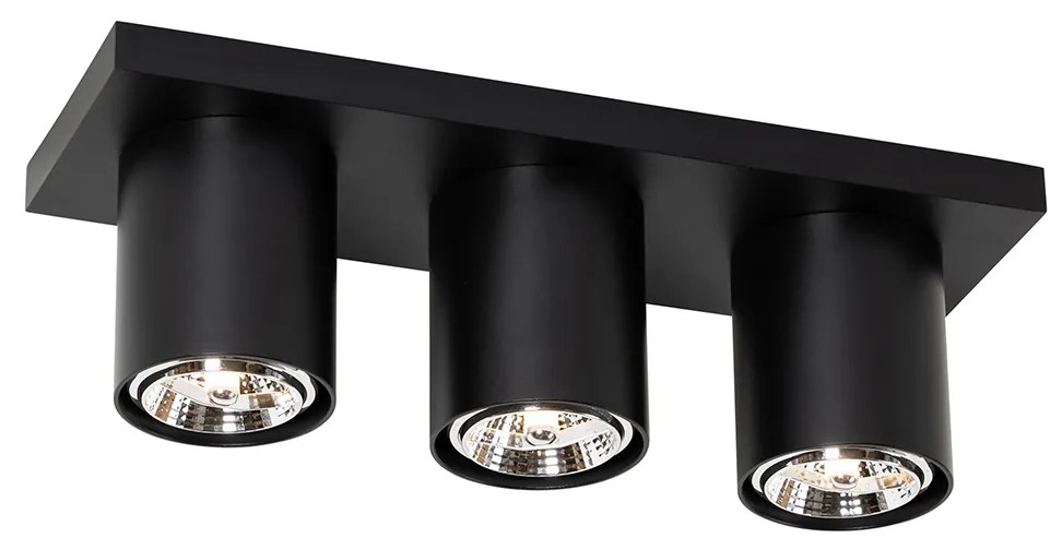 Candeeiro de Teto Moderno Preto 3 Luzes - Tubo Moderno