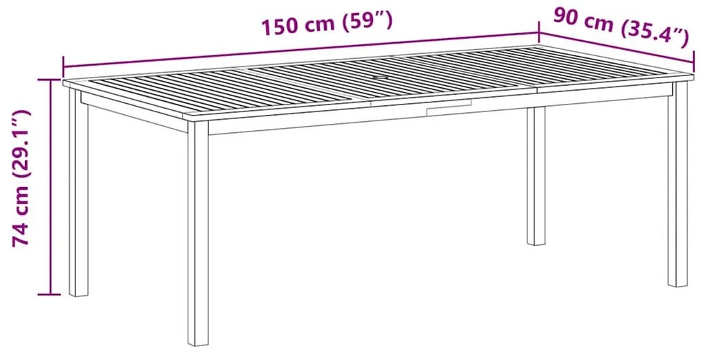 Conjunto de Jantar de Jardim 9 pcs Preto 200 x 100 x 74 cm