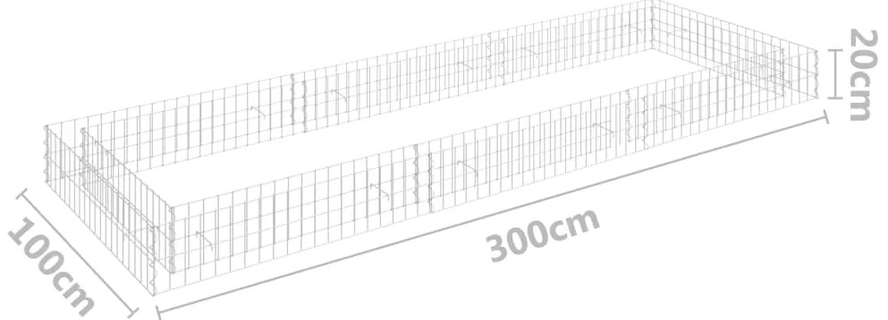 Canteiro elevado/cesto gabião 300x100x20 cm aço galvanizado