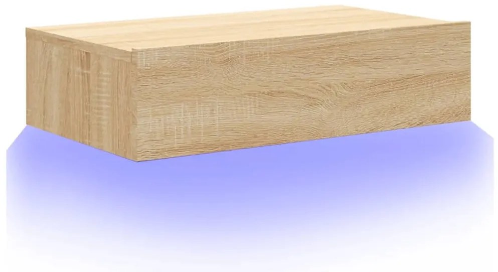 Móvel de TV com luzes LED 60x35x15,5 cm carvalho sonoma