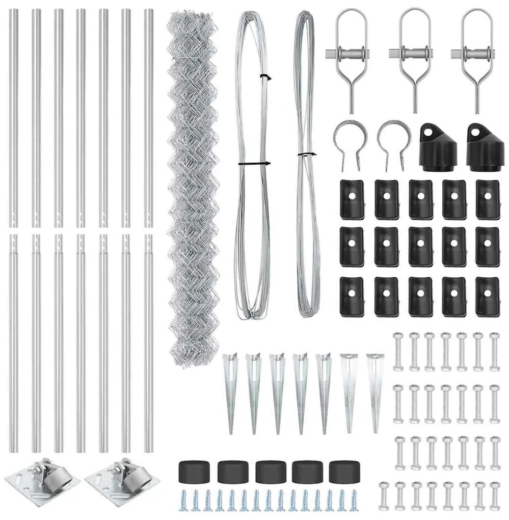 Conjunto de Postes de Cerca Prateado 10 x 1.5 m Aço Galvanizado