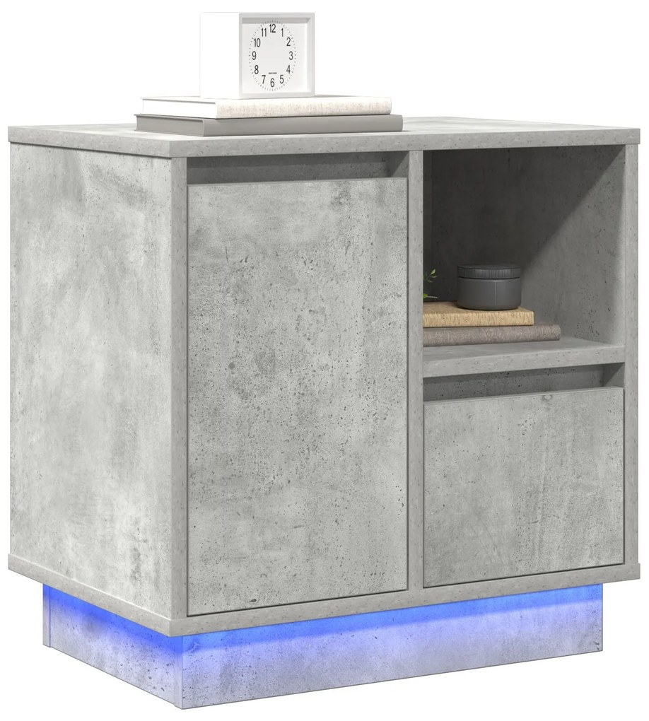 Mesas de cabeceira com LED 2 pcs betão cinza 50x34.5x50 cm