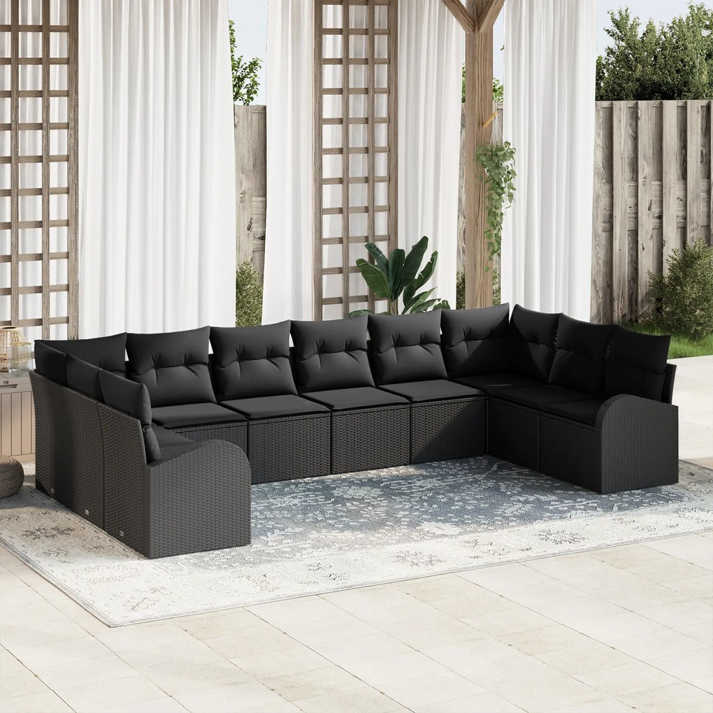 Conjunto de Sofá de Jardim vidaXL de 10 Peças com Almofadas em Polirat