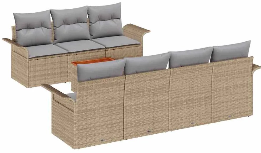 Conjunto de Sofá de Jardim de 8 Peças com Almofadas em Rattan Poliéste