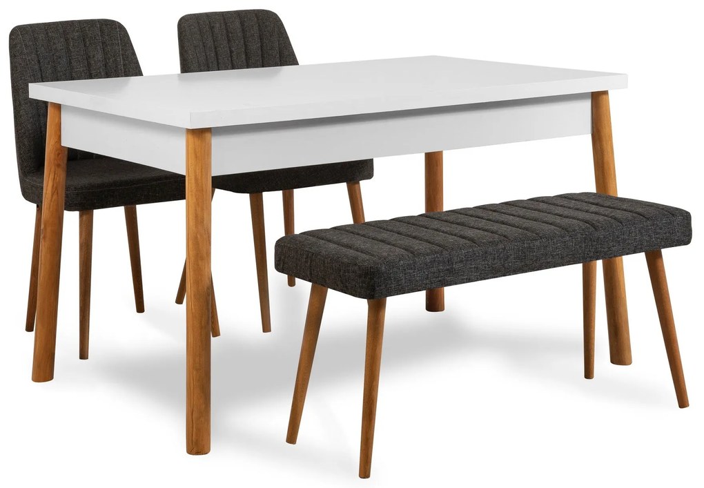 Conjunto de Mesa e Cadeiras Costa – Pinheiro Atlântico/Branco/Antracit