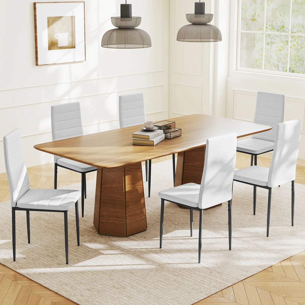 Conjunto de 6 Cadeiras de Sala de Jantar Estofadas em Linho com Pernas em Metal (MESA NÃO INCLUÍDA) Cadeiras Modernas para Cozinha Quarto Suporta até