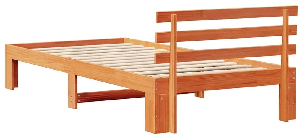 Estrutura de Cama de Madeira de Pinho Castanho Encerado